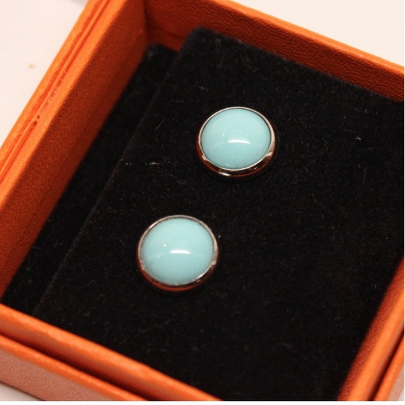 Hermes Turquoise Enamel Eclipse Studd Earrings - Picture 3 of 6